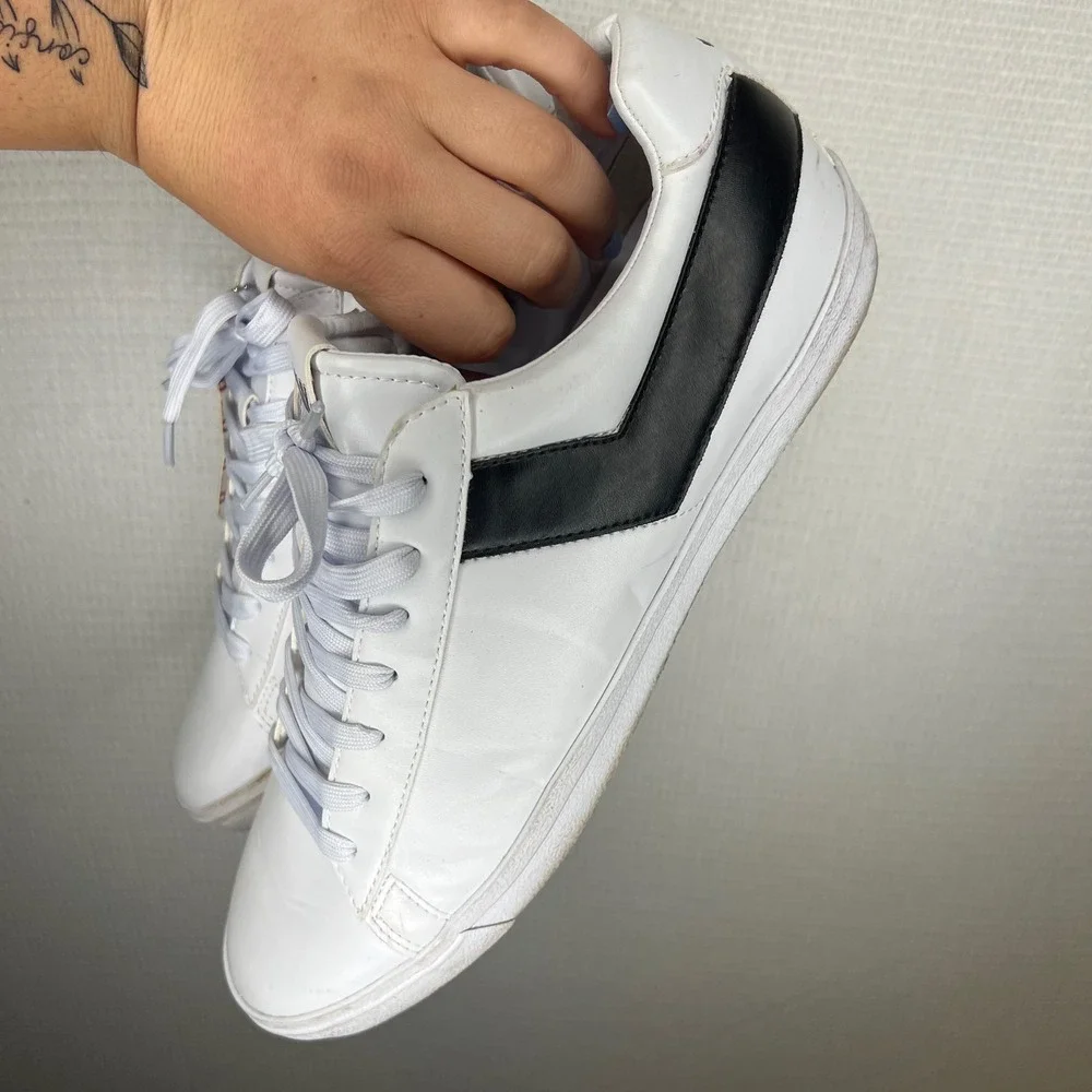 Pony Topstar Lo Mens Sneakers White Black Low Top Shoes 41045202W-MENS Size 13